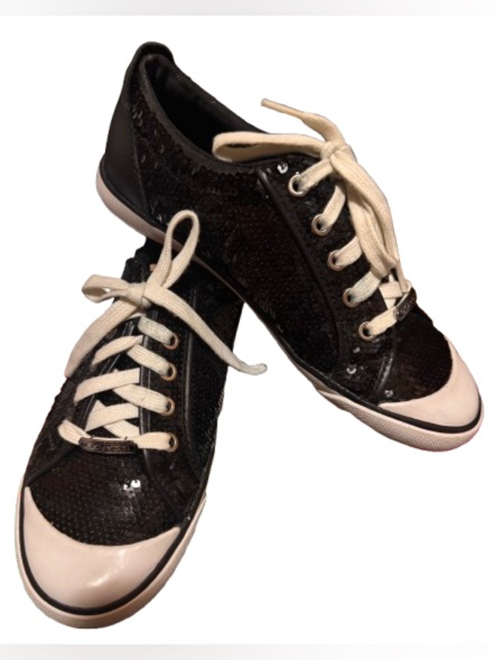 Coach Q886 Barrett Sequins Low-top Sneakers (Bkack/9) - GUC